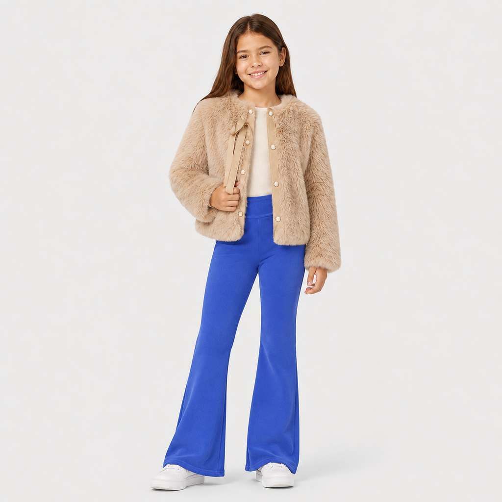 Abrigo Corto de Faux Fur con Forro Acolchado