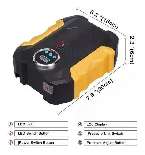 Compresor de Aire Portátil 12V 300 PSI para Neumáticos