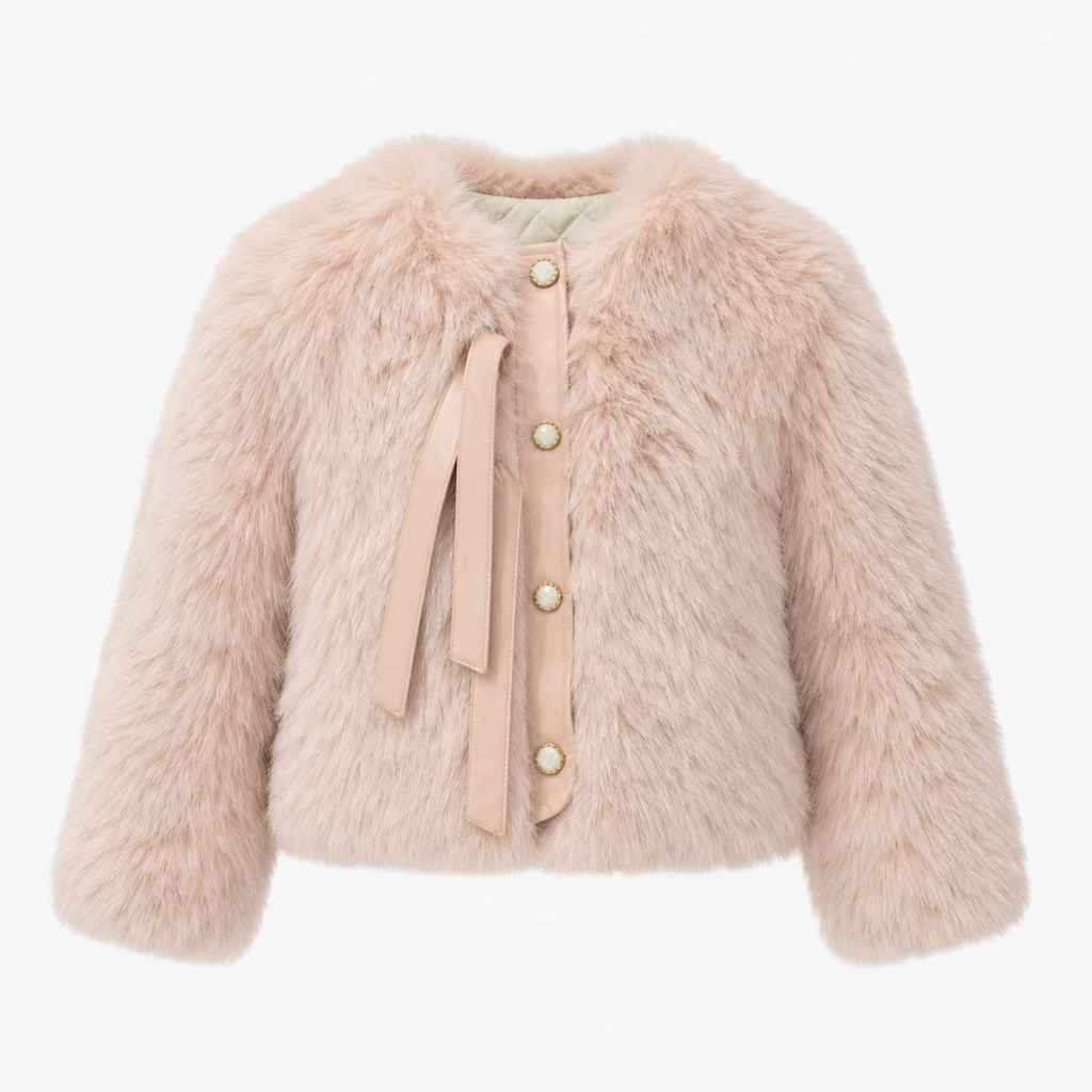 Abrigo Corto de Faux Fur con Forro Acolchado