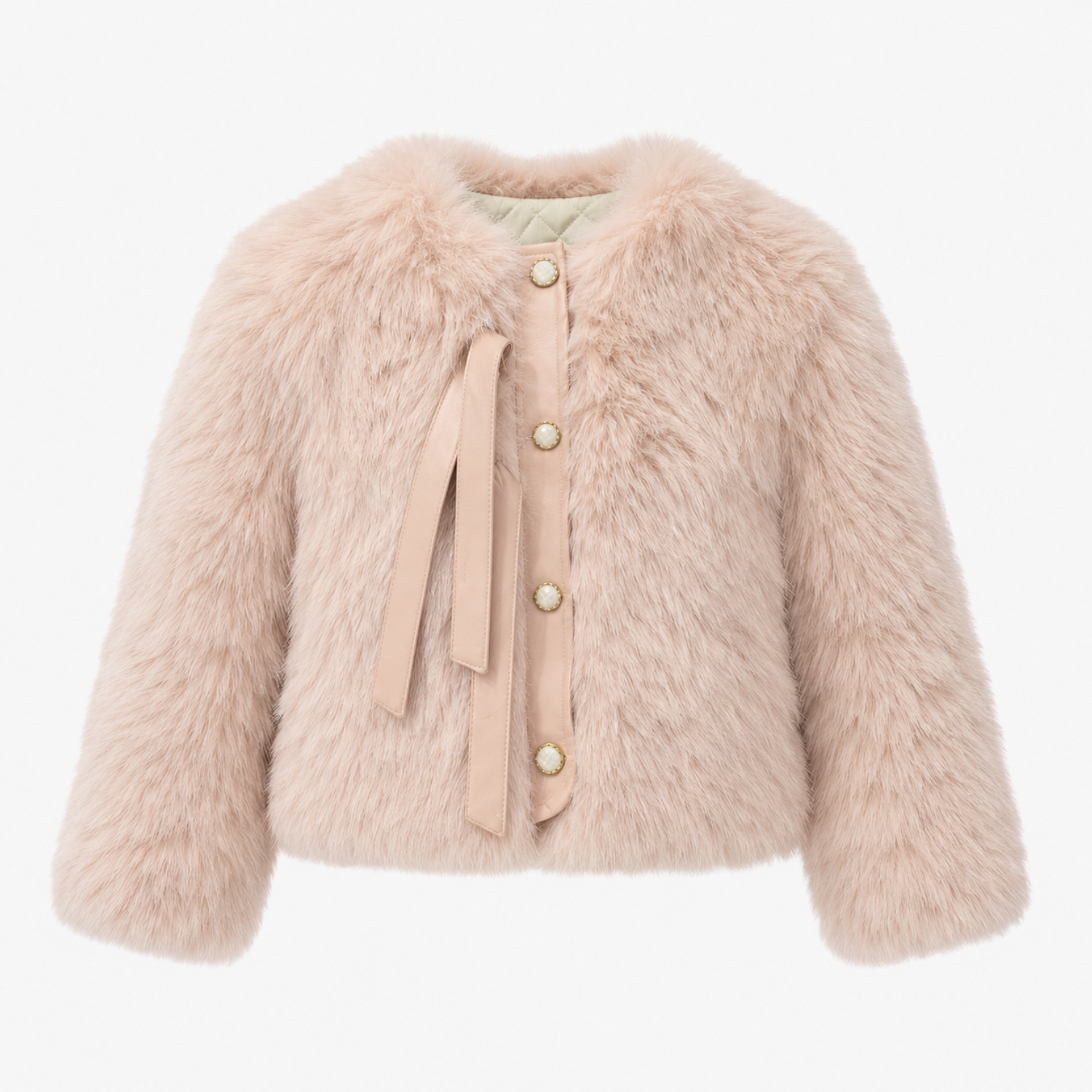Abrigo Corto de Faux Fur con Forro Acolchado