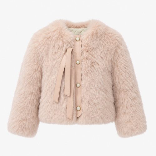 Abrigo Corto de Faux Fur con Forro Acolchado