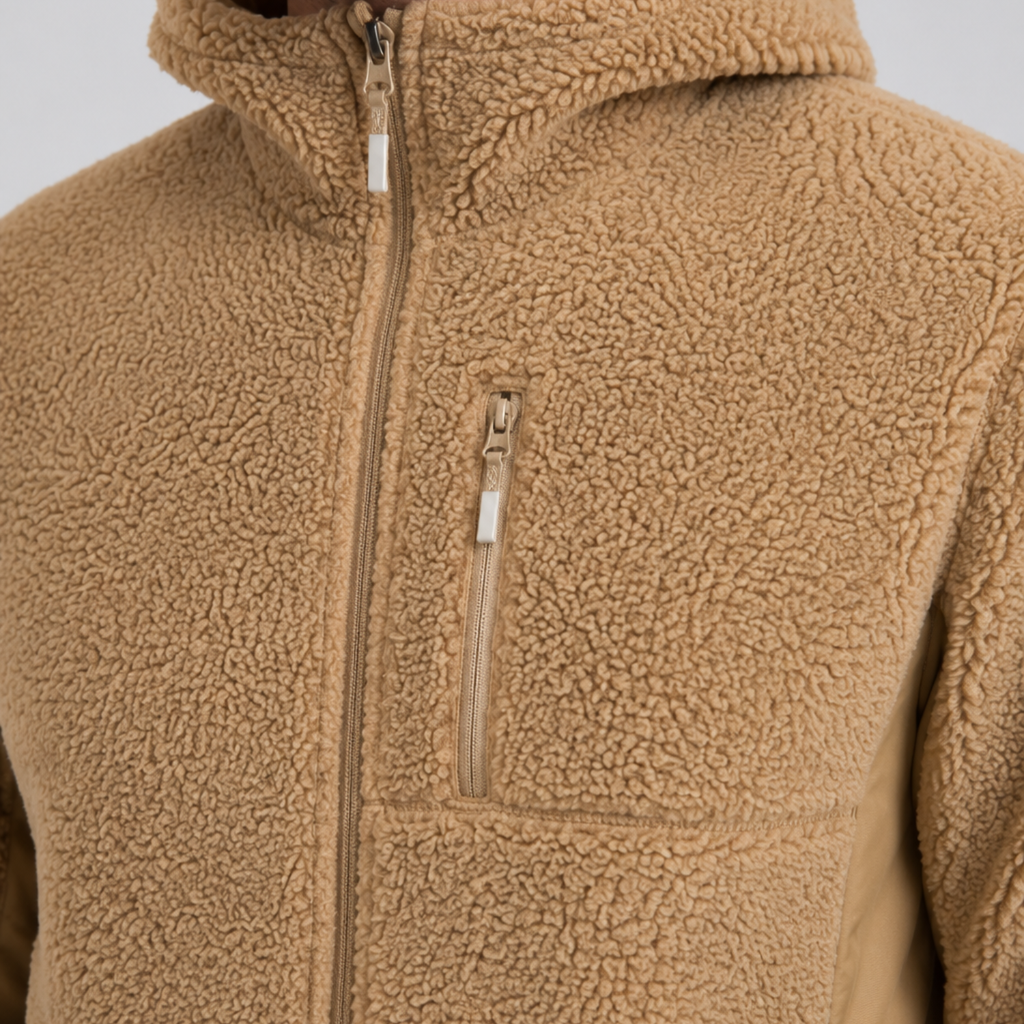 Chaqueta Polar Sherpa Hombre con Gorro