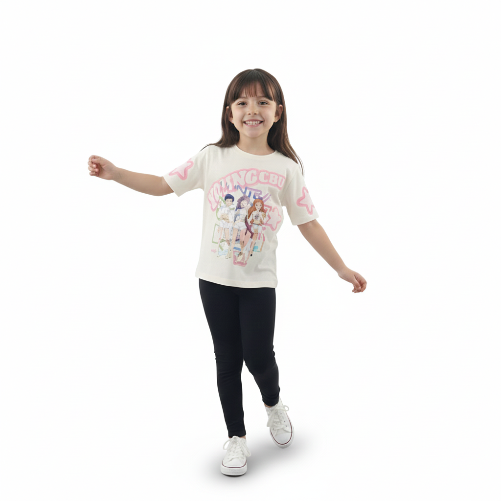 Polera Larga  Huntrix K-Pop “Guerreras Blanco” para Niña