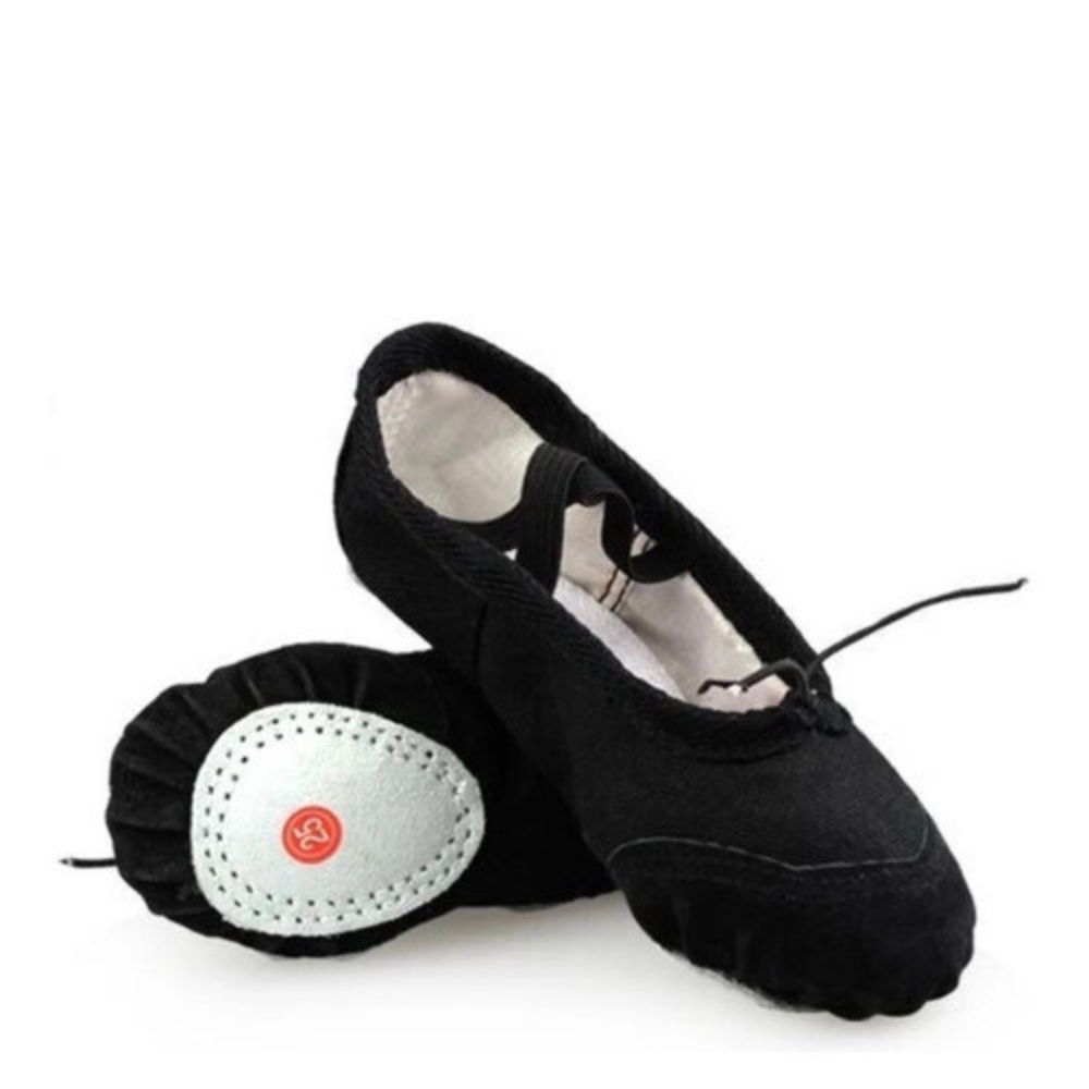 Zapatilla Ballet Negro Lona Cuero
