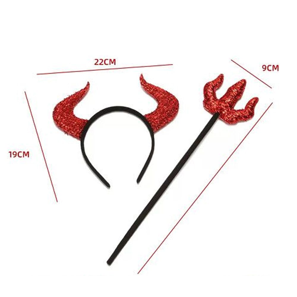 Set Diablo Halloween Cintillo + Tridente Rojo