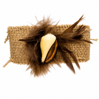 Brazalete de yute con plumas y concha para traje Rapa Nui niño