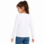Camiseta manga larga infantil blanca de algodón para niña vista posterior