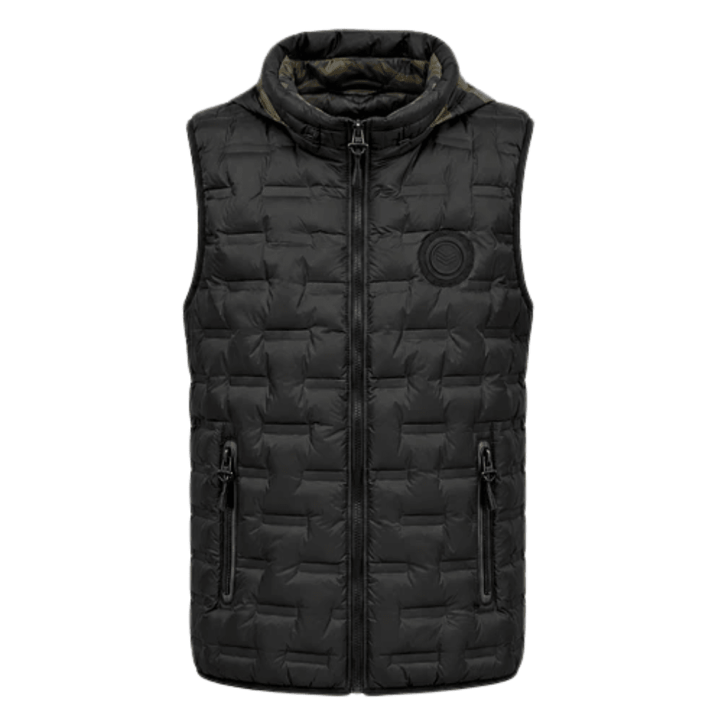 Chaleco Puffer Hombre Reversible con Capucha - Negro M | Hogar y Más