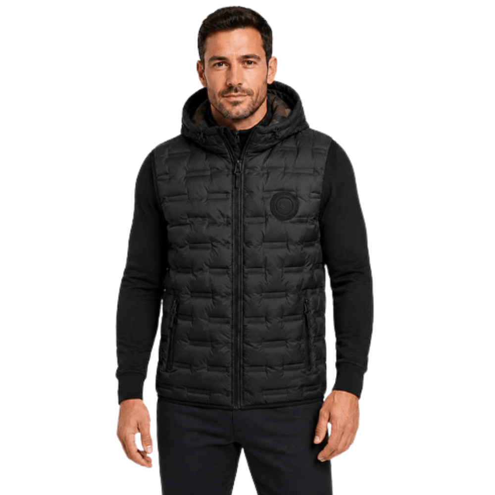 Chaleco Puffer Hombre Reversible con Capucha - Negro M | Hogar y Más