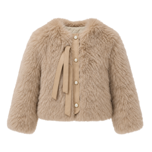 Abrigo Corto de Faux Fur con Forro Acolchado