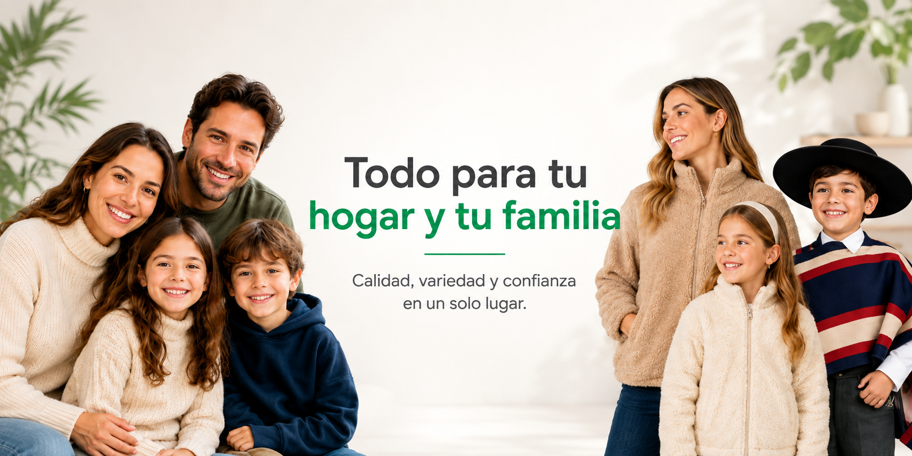 Familia usando vestuario infantil y traje típico en el hero de Hogar y Más