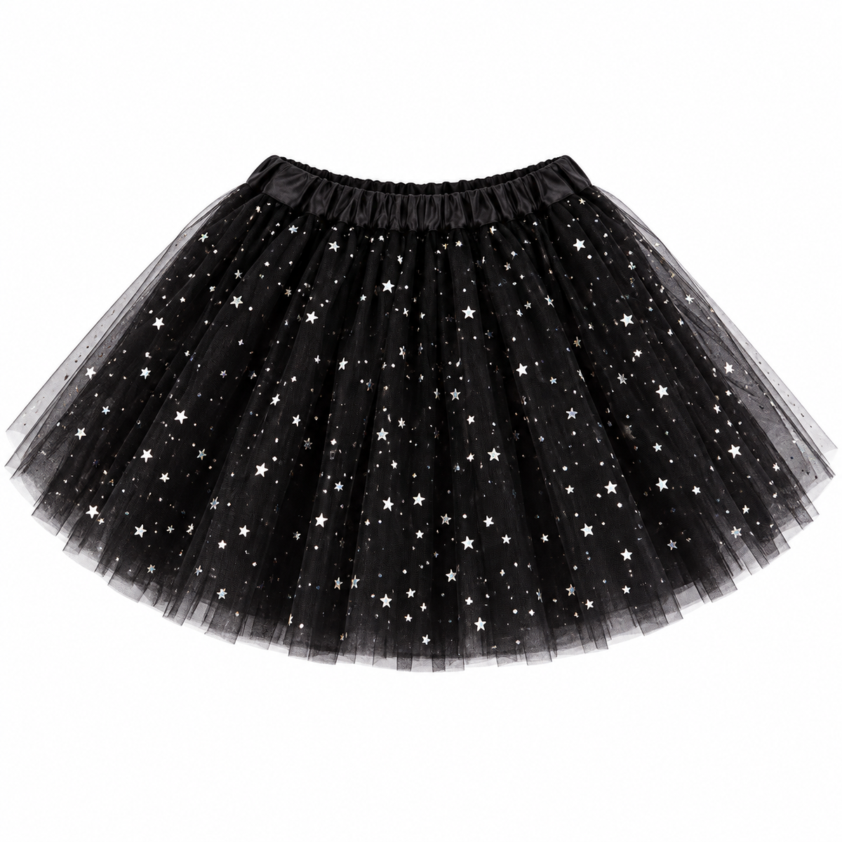 Tutú infantil negro con brillo y estrellas