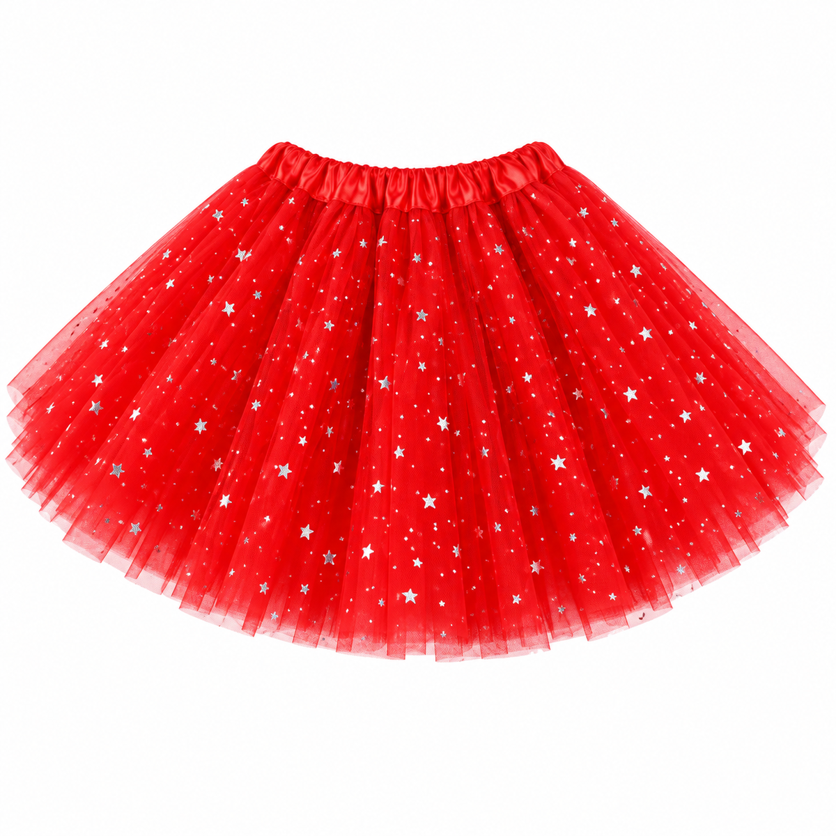 Tutú infantil rojo con brillo y estrellas