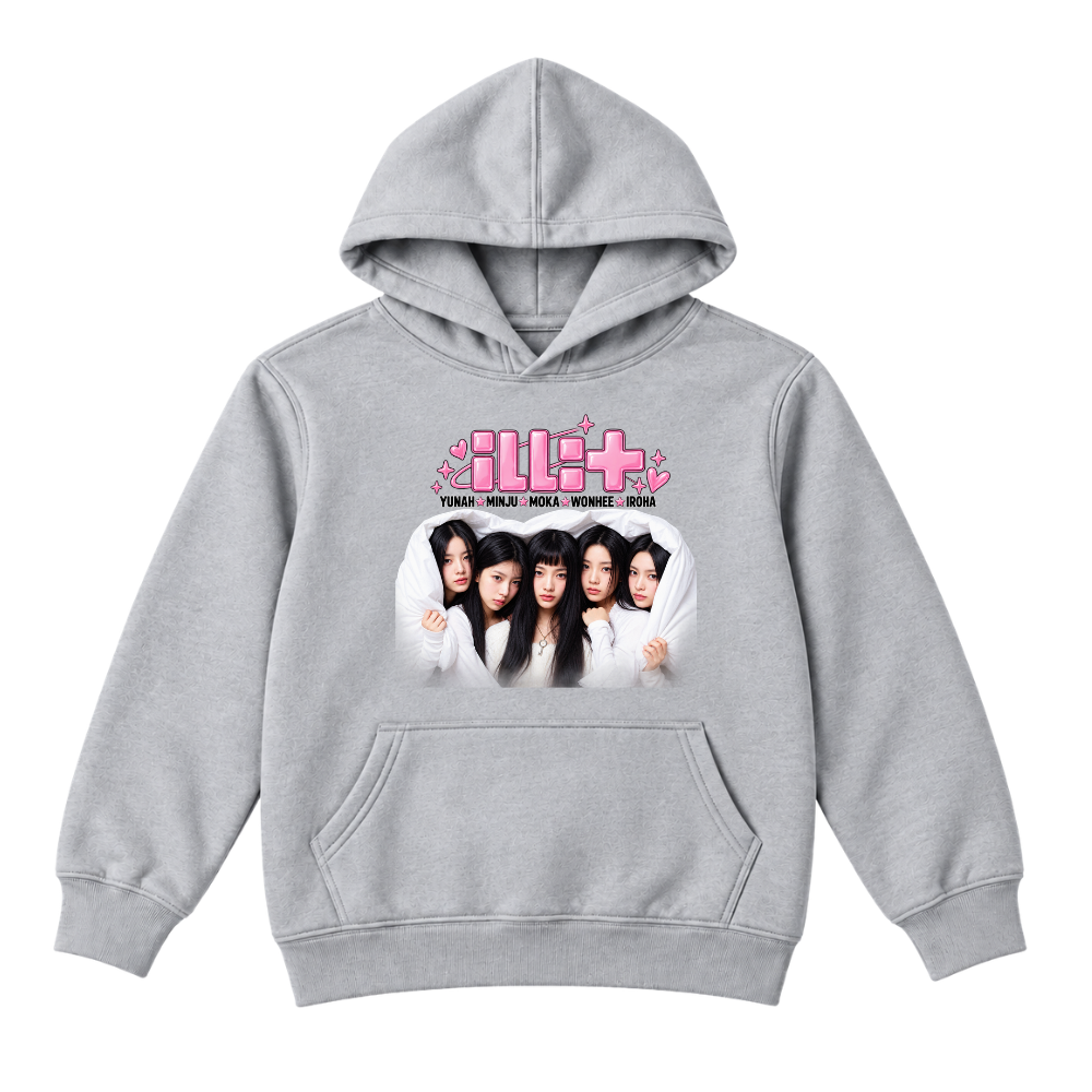 Polerón ILLIT Logo Rosa y Fotografía K-Pop Unisex - gris