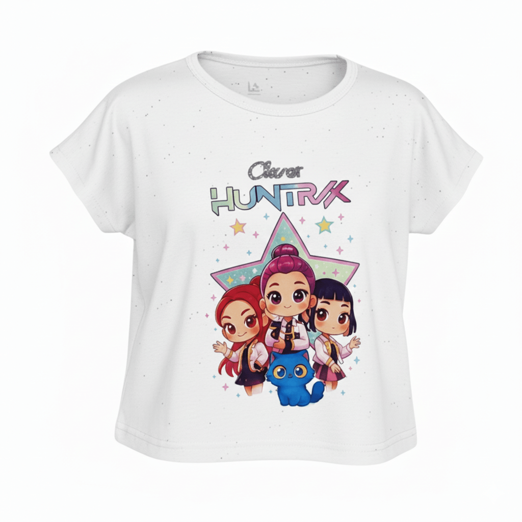 Polera Infantil Huntrix Star Manga Volante - 6 Blanco | Hogar y Más