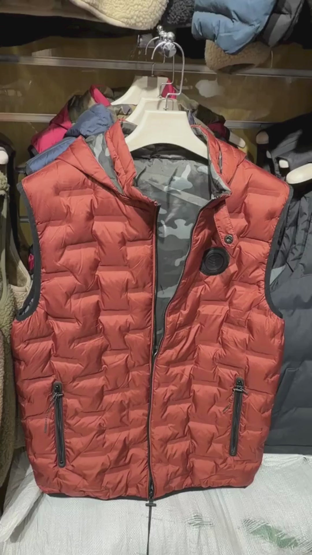 Chaleco Puffer Hombre Reversible con Capucha