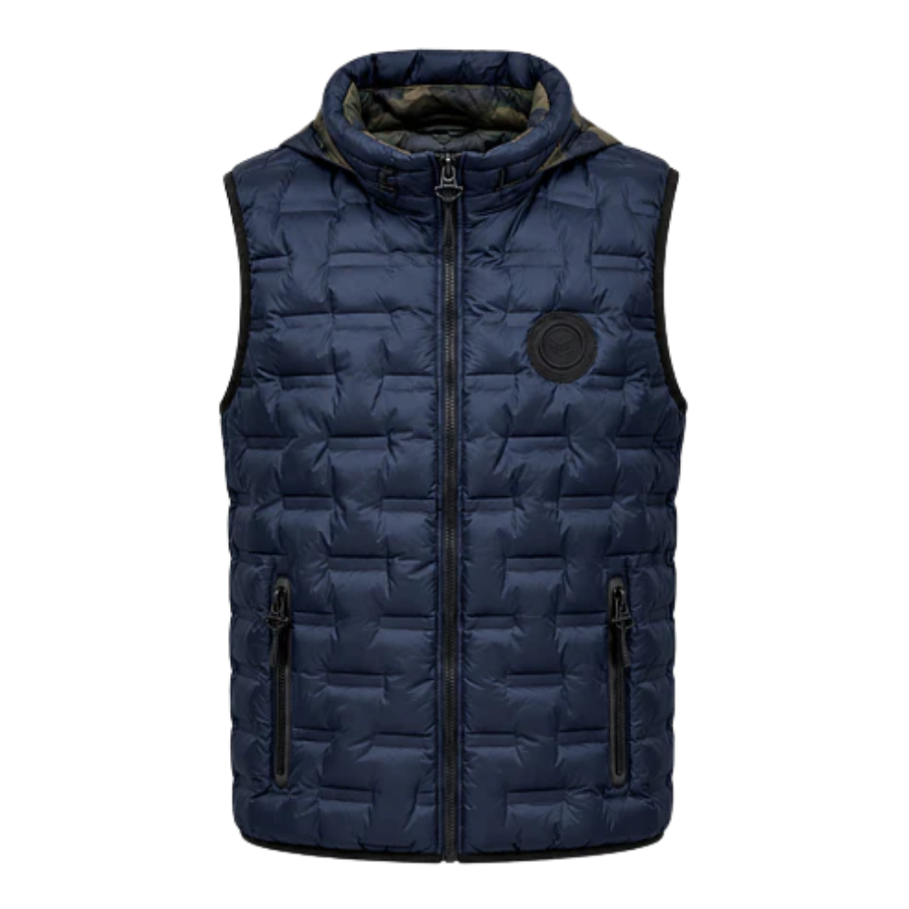 Chaleco Puffer Hombre Reversible con Capucha