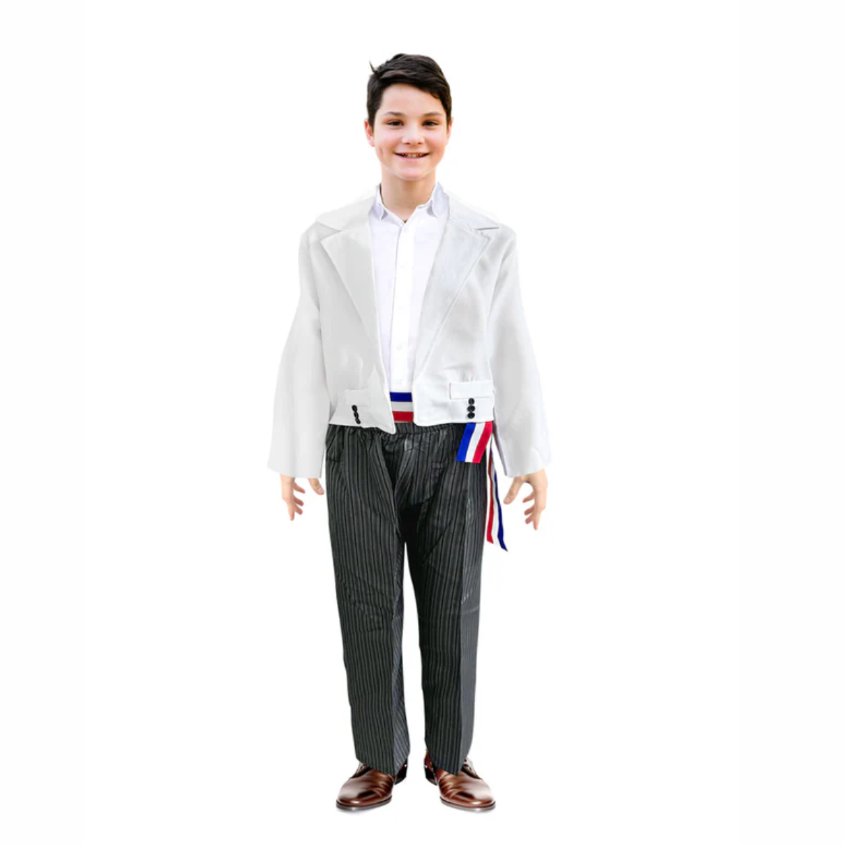Traje de Huaso Elegante en Blanco y Negro