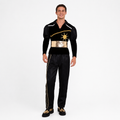 Traje Caporal hombre negro con detalles dorados vista frontal