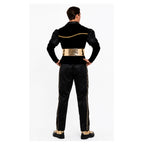Traje Caporal tradicional hombre detalle de chaqueta y cinturón dorado
