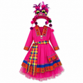 Traje Niña Tinku rosado con tocado tradicional y accesorios folclóricos