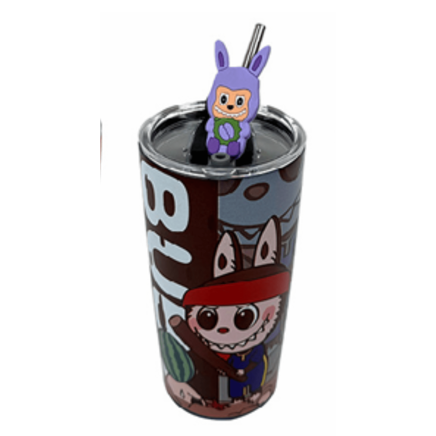 Vaso Infantil Labubu con Bombilla y Tapa Antiderrame - Black Smile | Hogar y Más