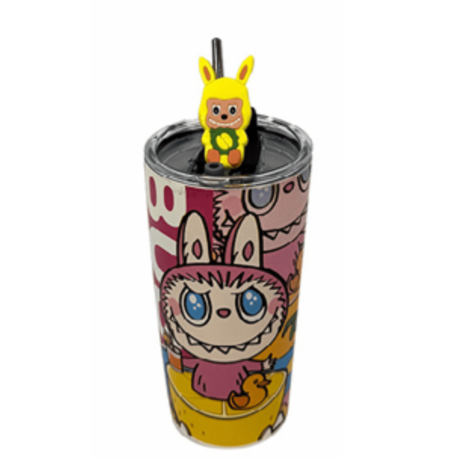Vaso Infantil Labubu con Bombilla y Tapa Antiderrame - Strawberry | Hogar y Más